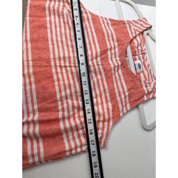Old Navy Linen Blend Tank Dress Womens Large Pink White Striped Coastal Beach - Picture 9 of 9